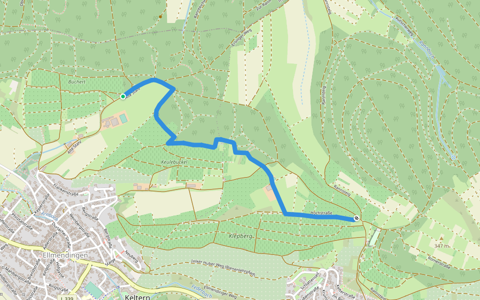 KuWi-Weg walking route map in Keltern