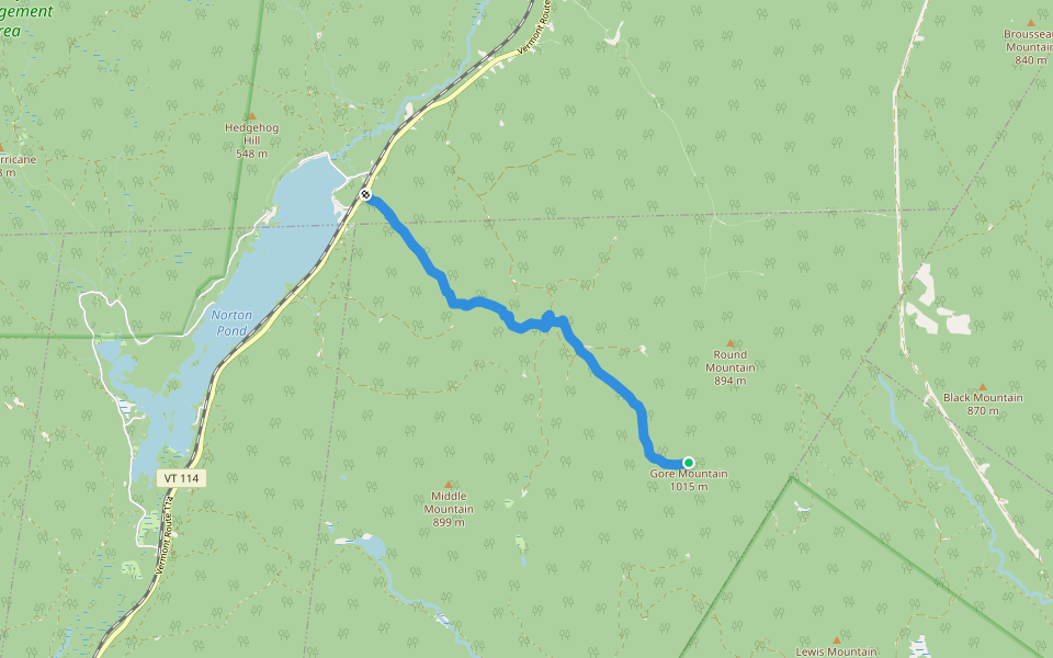 Gore Mountain Trail walking route map in Norton