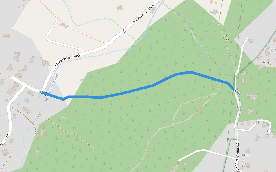 Lachamp - Voie romaine walking route map in Mercuer