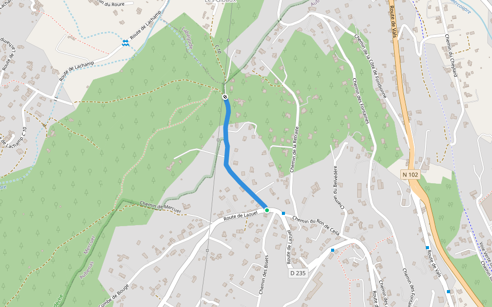 Voie romaine - Lazuel walking route map in Aubenas