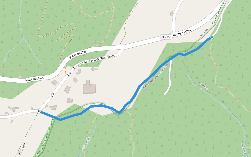 Bois du Glaizal - Plaine des Rompudes walking route map in Mercuer
