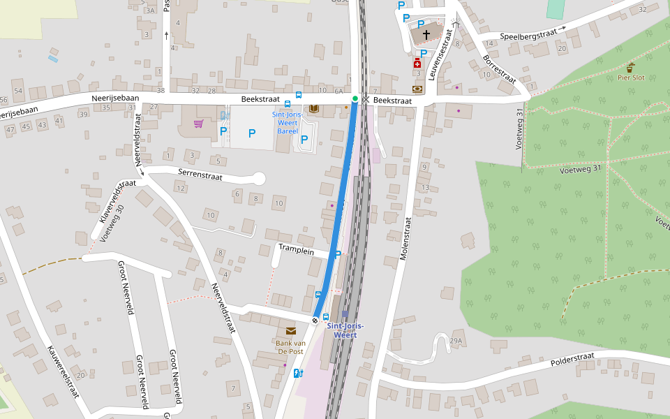 Streek-GR Dijleland - Aanlooproute Station St.-Joris-Weert walking route map in Oud-Heverlee