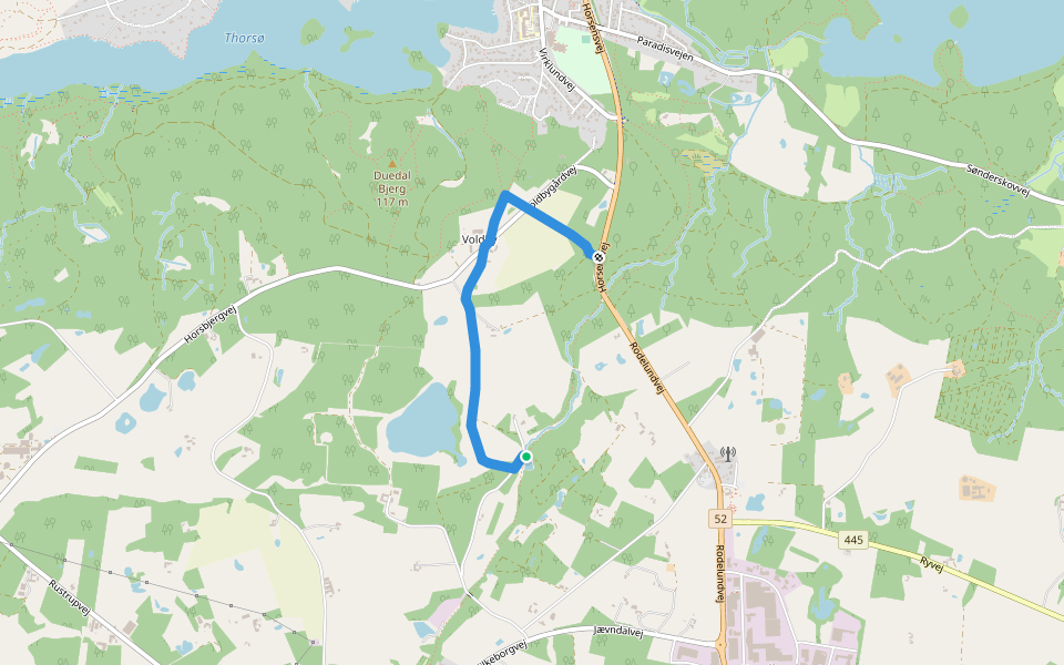 Hummelsø ved Voldbygårde walking route map in Them