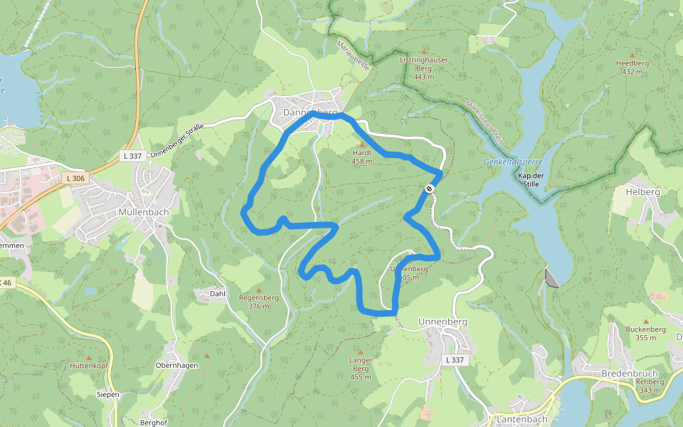 Unnenberg Rundweg A5 walking route map in Marienheide