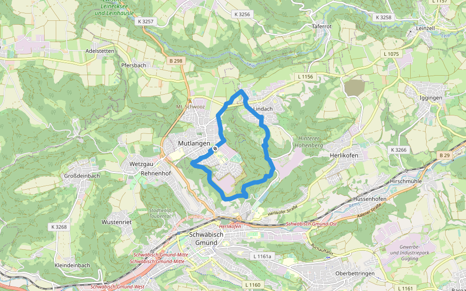 Mutlangen Rundwanderweg 4 walking route map in Mutlangen