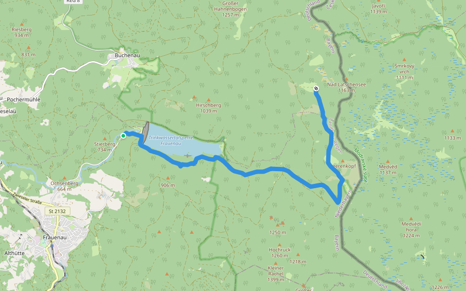 Borstgras walking route map in Frauenau