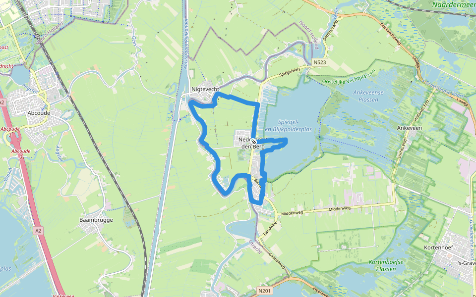 Bommelsteinroute walking route map in Nederhorst Den Berg