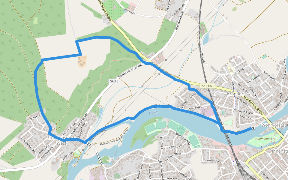 Rundweg 2 "Karlheinz-Bink-Weg" walking route map in Schwandorf