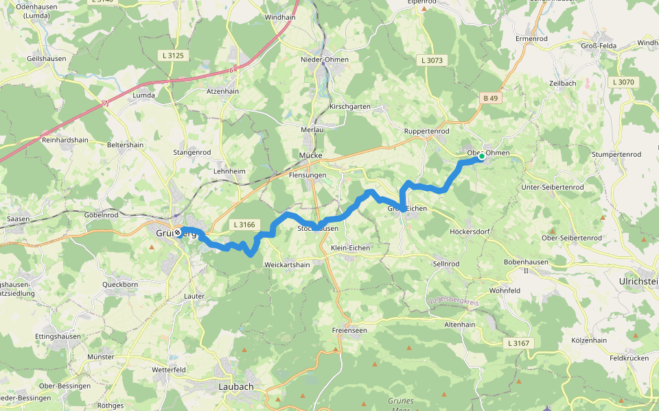 Ohm - Seental - Pfad walking route map in Mücke