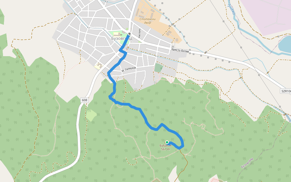 с. Бузовград - Мегалита walking route map in Buzovgrad