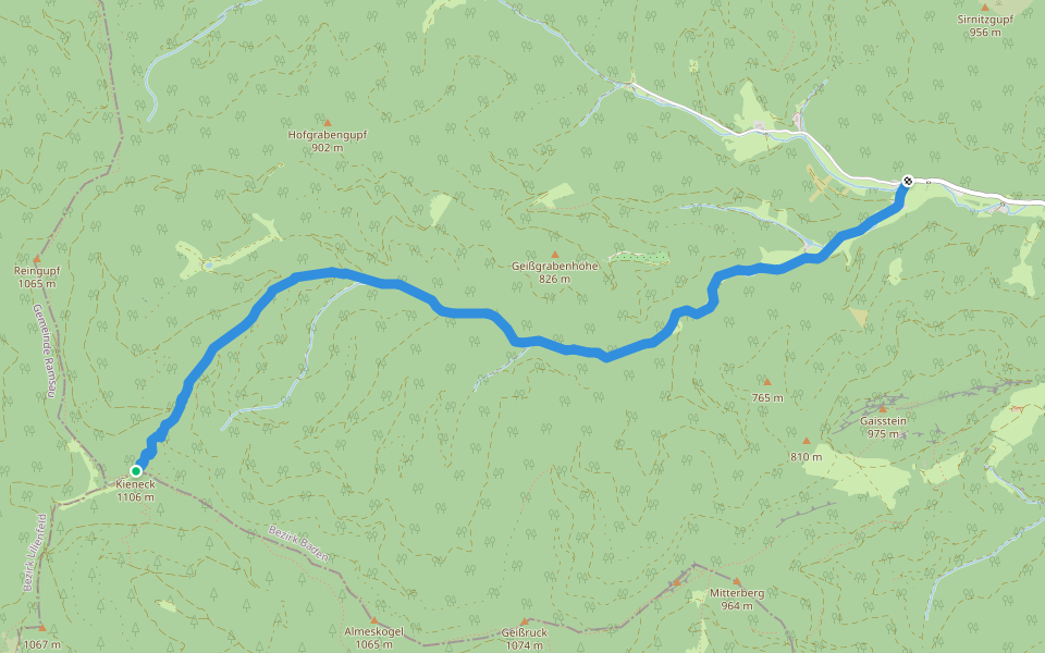 Staffbrücke - Staffgraben - Kieneck (Enzianhütte) walking route map in Thal