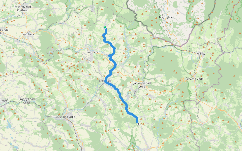 [Ž] Mariánská Hora - Kunvald walking route map in Kunvald