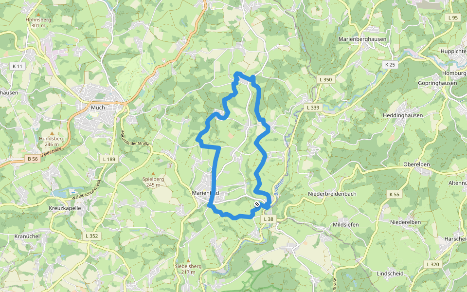 Much (Marienfeld) Rundweg A9 walking route map in Much