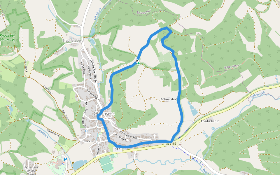 Obernsees Rundwanderweg "Höhlweg" walking route map in Mistelgau