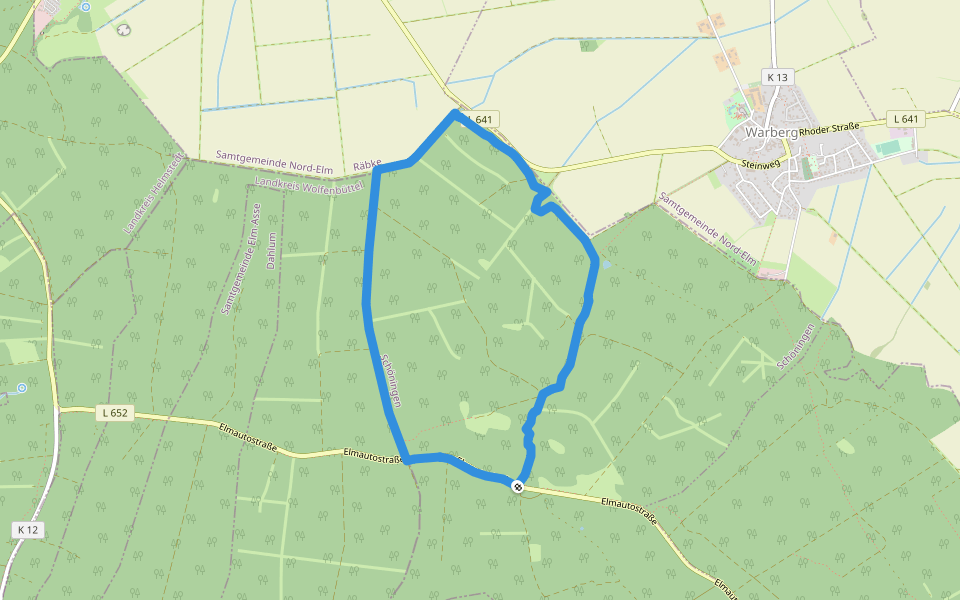 Elm Rundwanderweg 9 walking route map in Schöningen