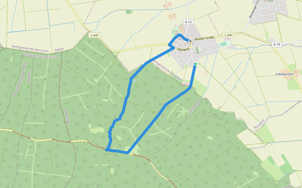 Elm Rundwanderweg 6 walking route map in Warberg