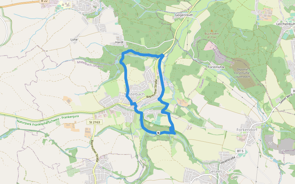 Mistelbach Rundwanderweg "Rund um Mistelbach" walking route map in Mistelbach