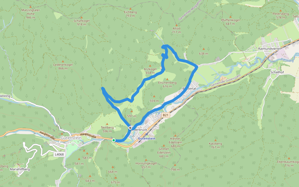 Gutensteiner Panoramaweg walking route map in Vorderbruck