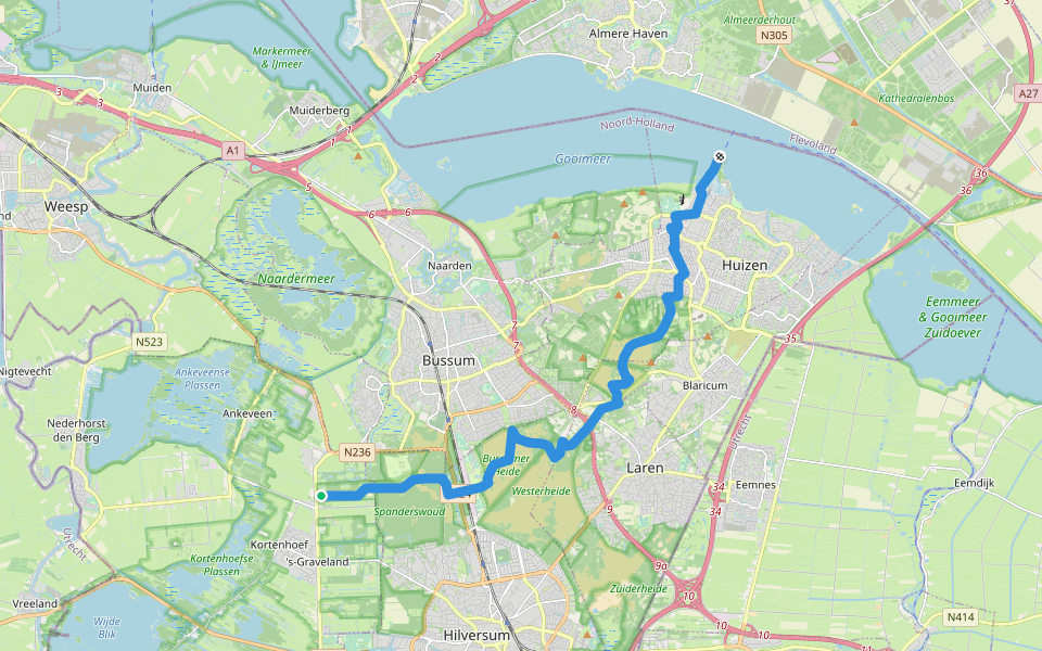 Noord-Hollandpad - 13 walking route map in 's-Graveland