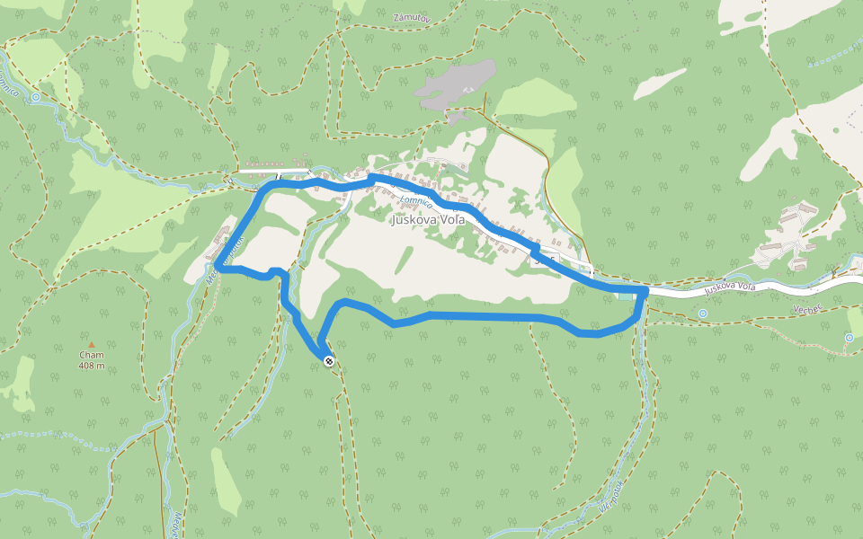 Vlčí okruh walking route map in Juskova Voľa