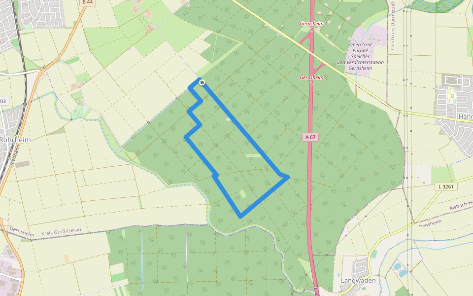 Rundwanderweg Gernsheim Stockweg 4: Blockhaus-Weg walking route map in Gernsheim