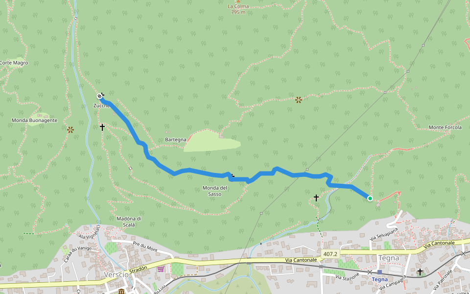 Monte Zucchero - Selvapiana walking route map in Terre di Pedemonte