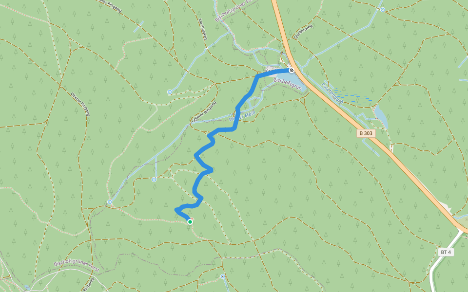 Verbindungsweg Karches - Weißmainfels "Goetheweg" walking route map in Neubauer Forst-Nord