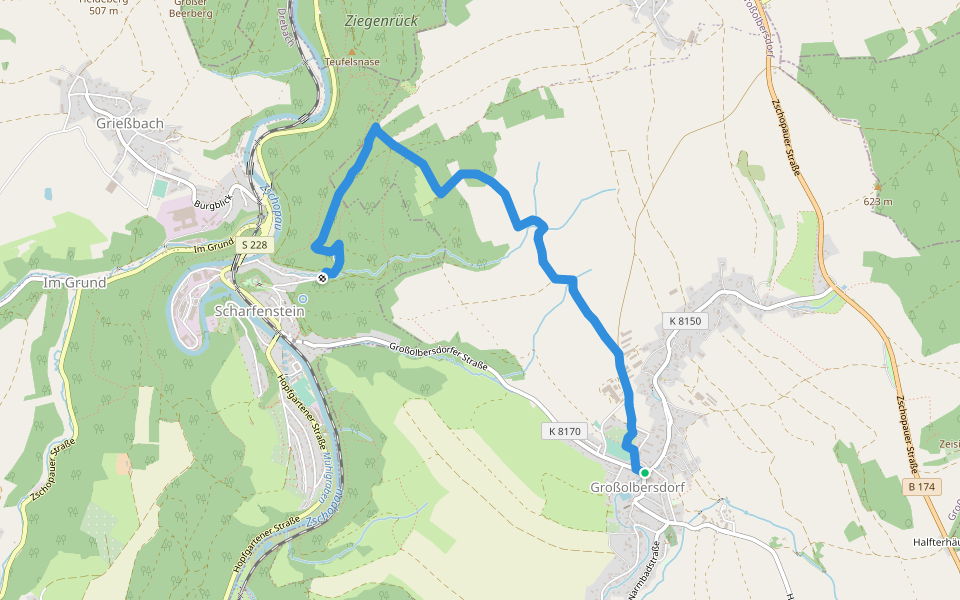 Ww: Scharfenstein-Kanzel-Großolbersdorf walking route map in Großolbersdorf