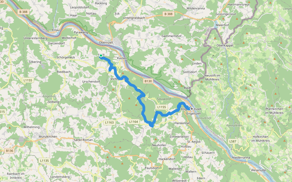 Kasten - Engelhartszell Donausteig Etappe walking route map in Esternberg