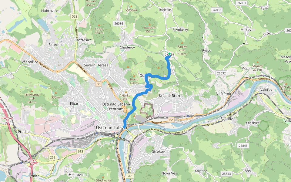 [M] Žežice - Ústí walking route map in Chuderov