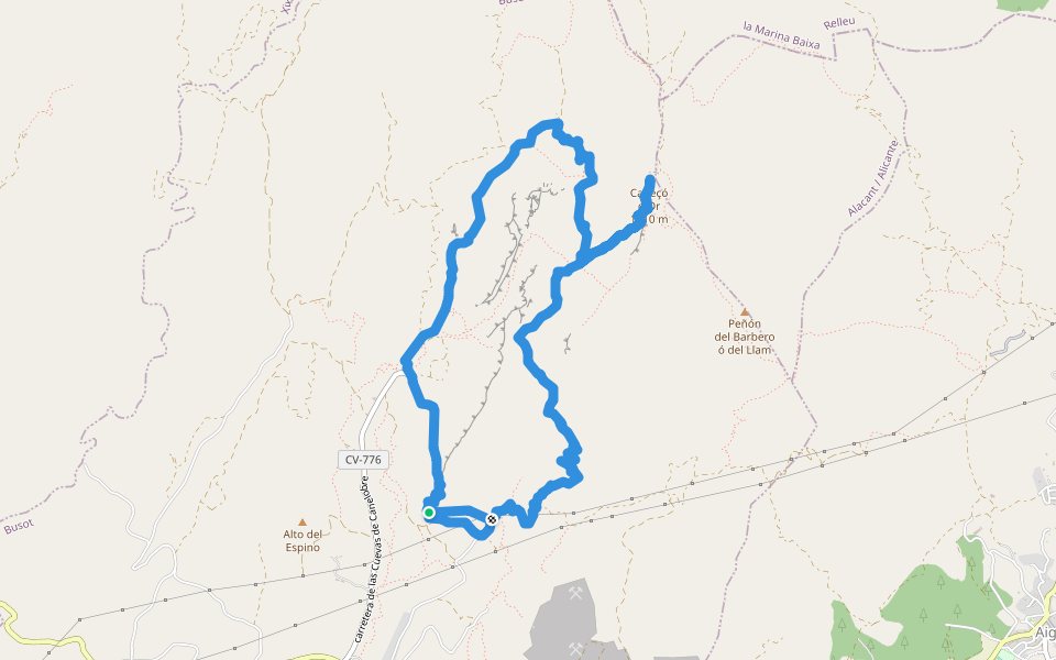 Cabeçó d'Or walking route map in Busot
