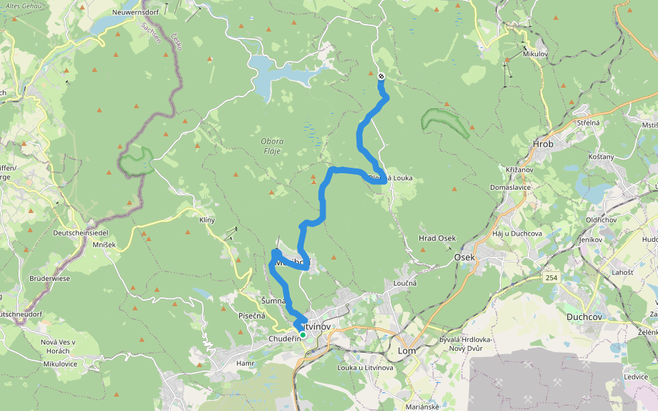 [M] Litvínov (rozc.) - Vilejšov (zaniklá obec) walking route map in Litvínov