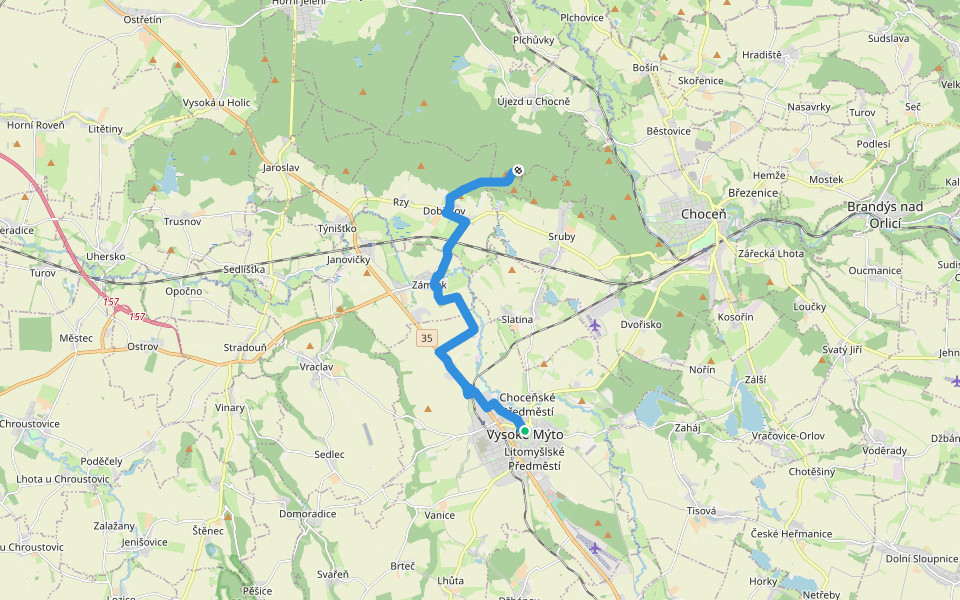 [M] Nad Hlubokou - Dobříkov - Vysoké Mýto walking route map in Vysoke Myto