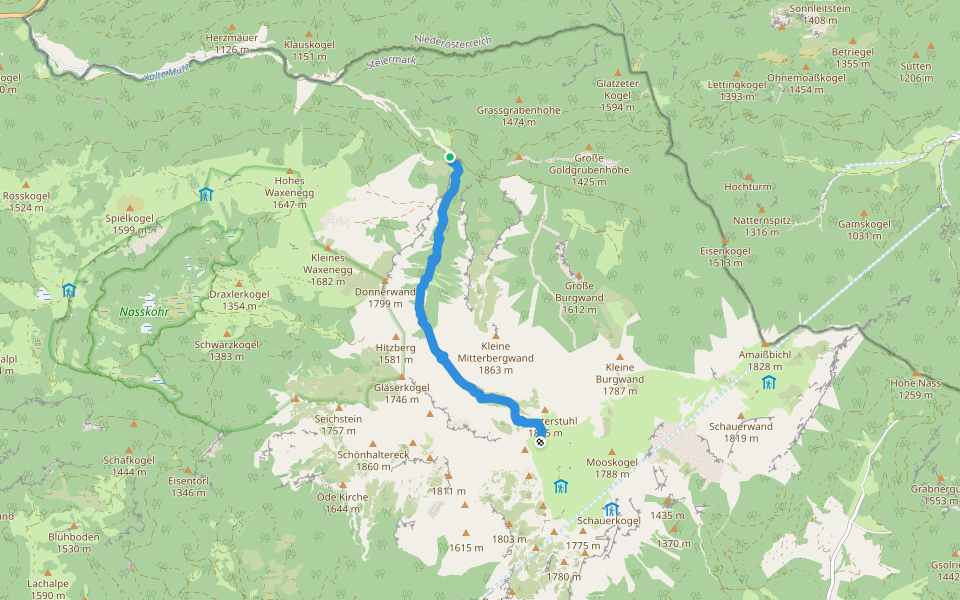Kleinbodengraben walking route map in Steinalpl