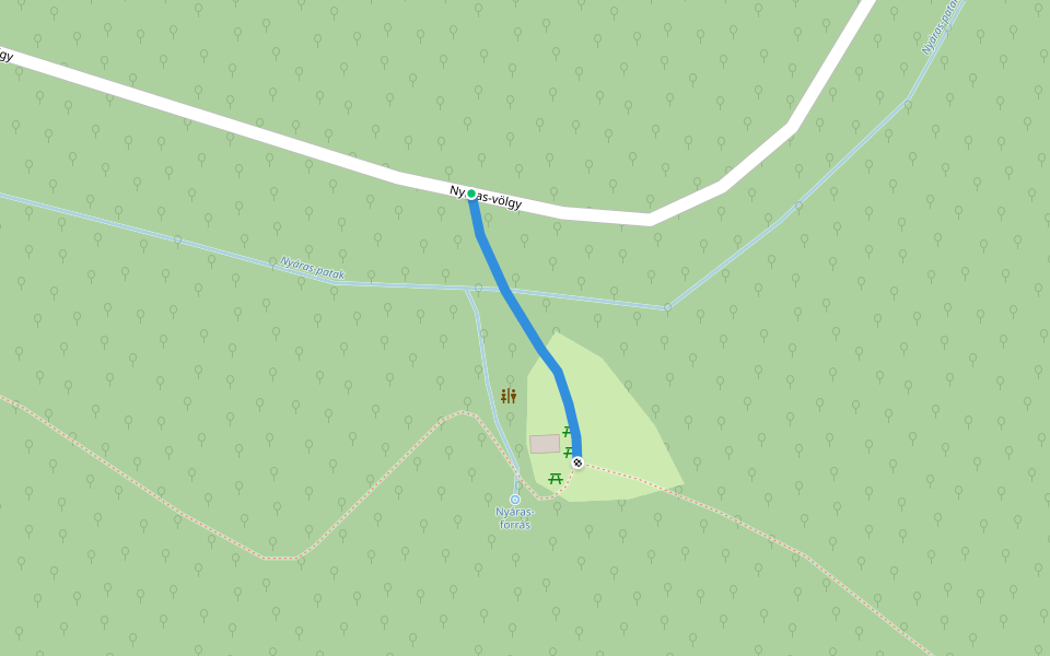 K● (Nyáras-forrás) walking route map in Hetvehely