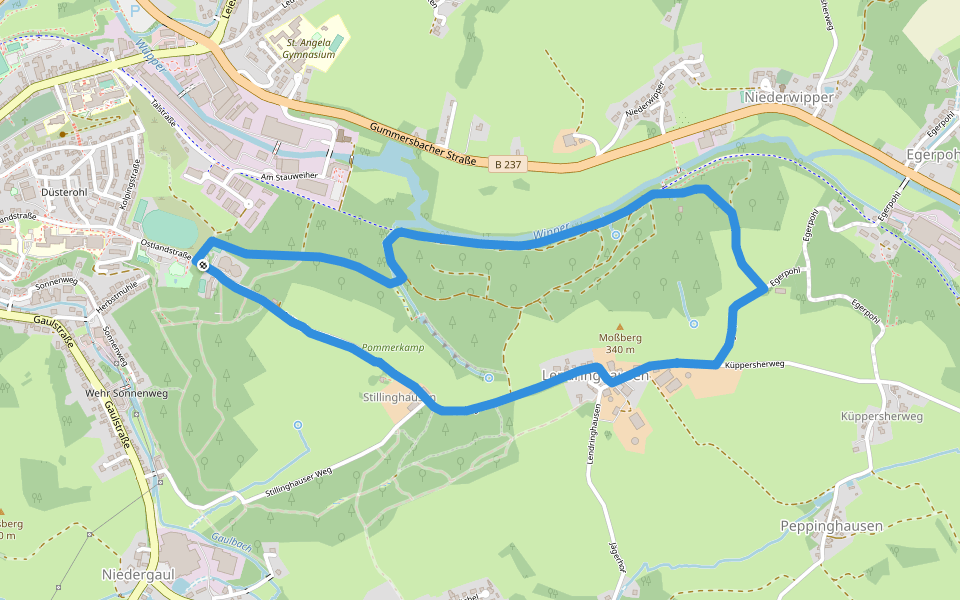 Milchweg walking route map in Wipperfürth