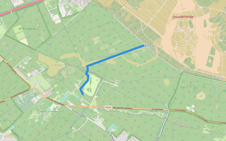 Witte Huis walking route map in Austerlitz