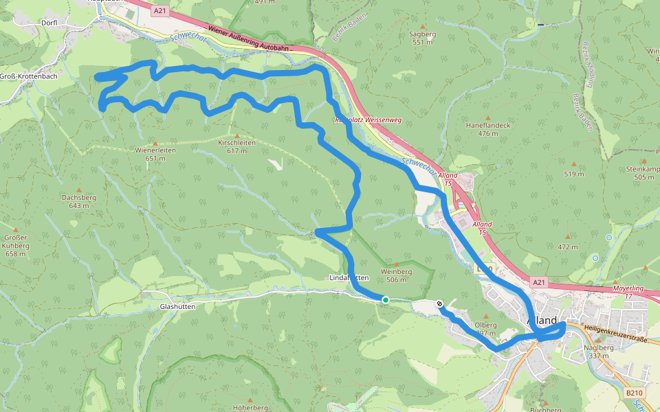 Allander Wanderweg 2 walking route map in Glashütten