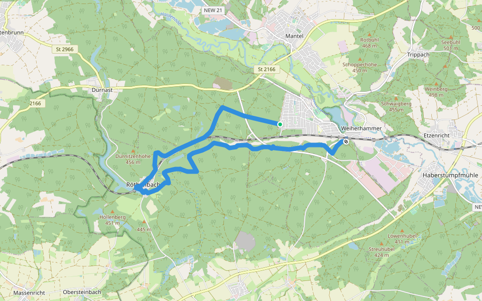 Wanderweg Nr. 5 walking route map in Weiherhammer