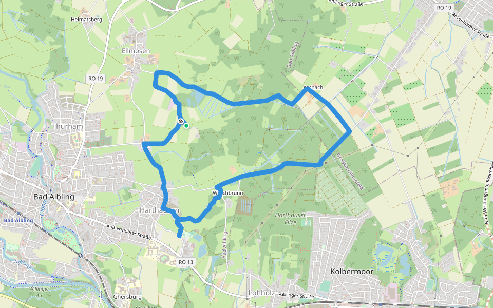 Nordic Walking Rundstrecke 1 - schwer walking route map in Bad Aibling