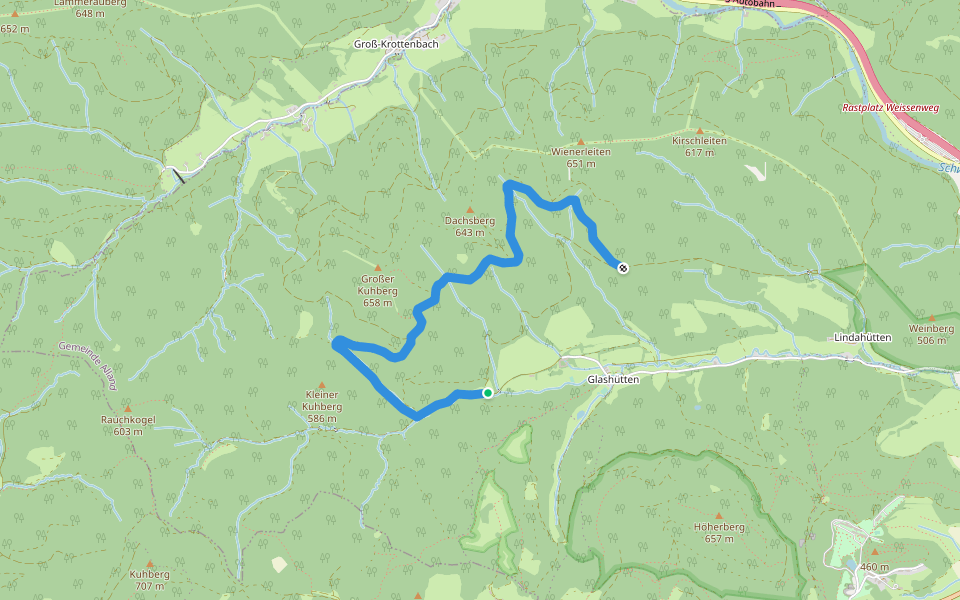 Allander Wanderweg 4 walking route map in Glashütten
