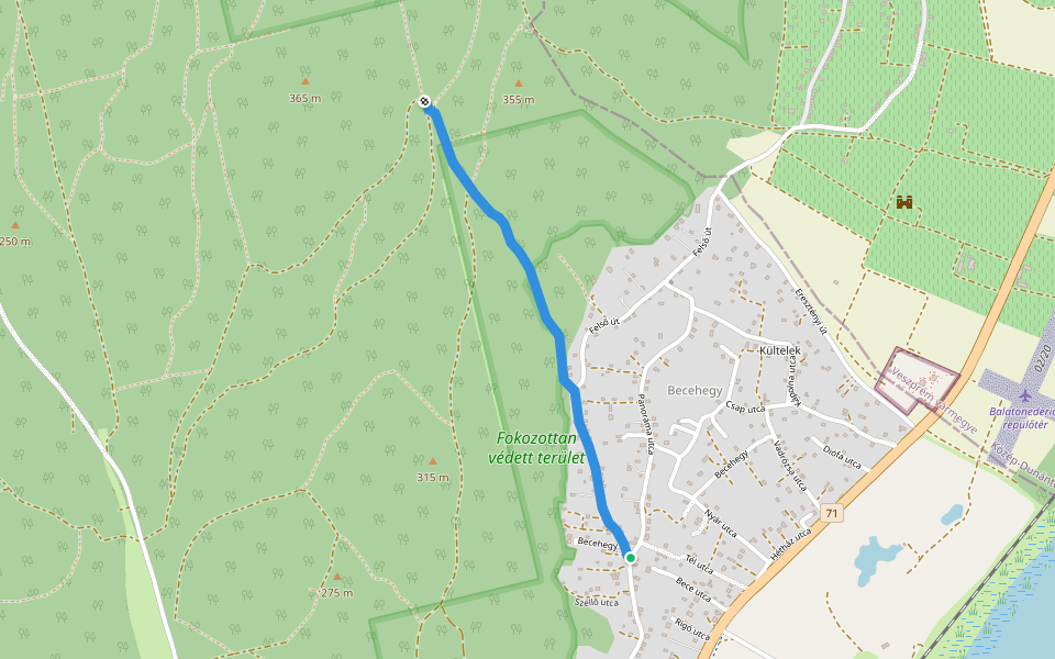 Z+ (Kalosza-völgy) walking route map in Balatongyörök