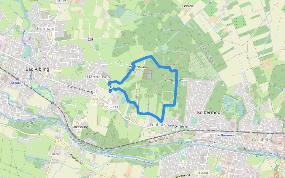 Nordic Walking Rundstrecke 2 - mittel walking route map in Bad Aibling