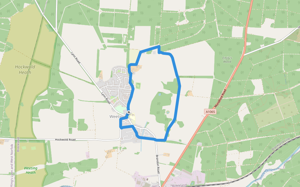 Weeting Village Walk walking route map in Weeting