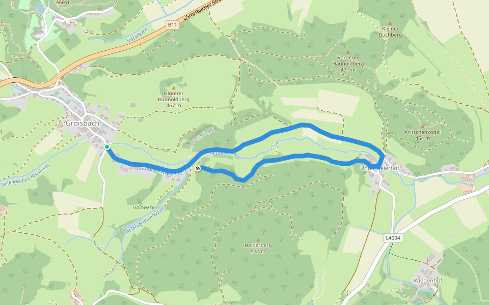 Allander Wanderweg 7 walking route map in Groisbach