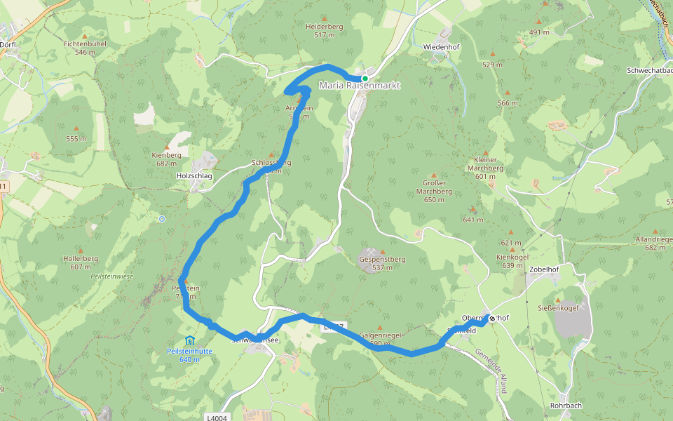 Allander Wanderweg 11 walking route map in Maria Raisenmarkt
