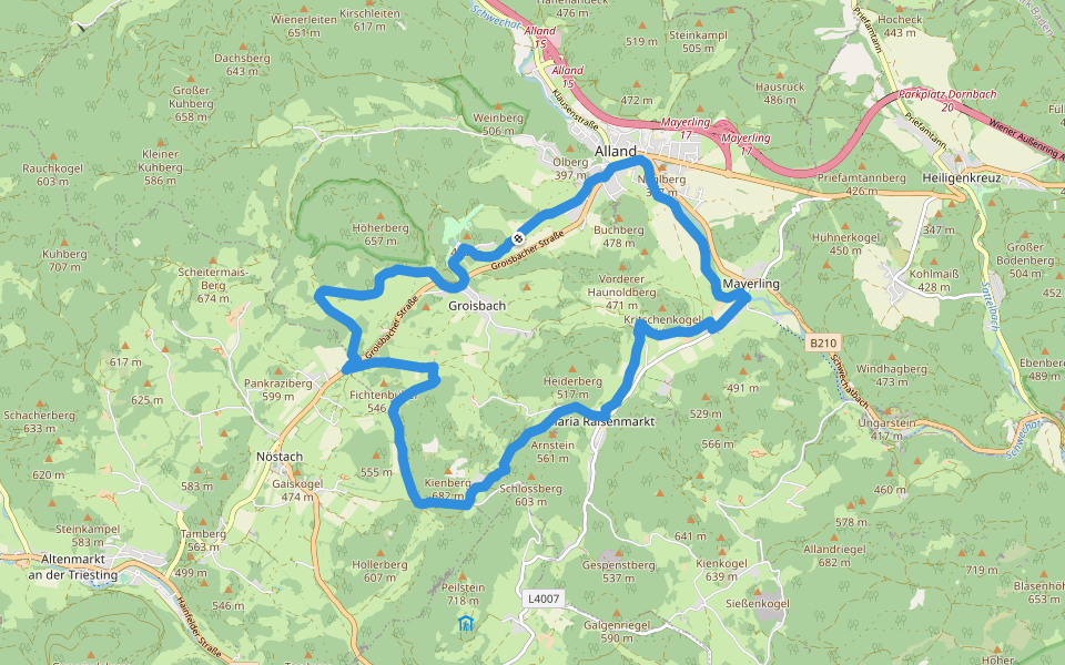 Via Sacra Rundwanderwege Alland walking route map in Alland