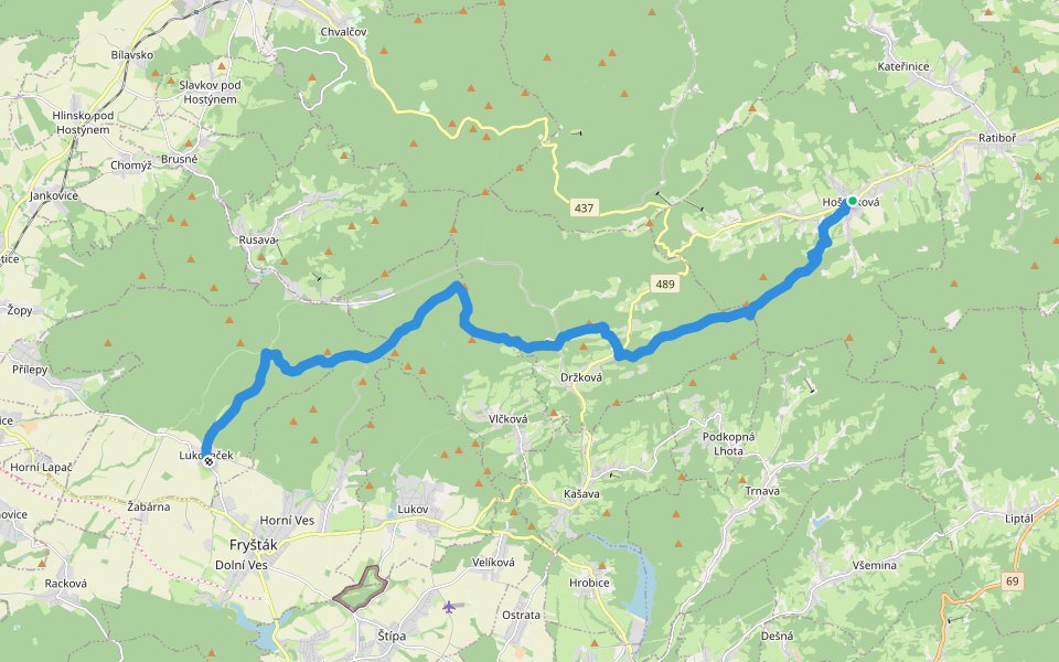 [Z] Cesta partyzánské brigády Jana Žižky walking route map in Hošťálková