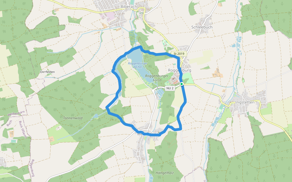 Weiherweg walking route map in Roggenburg