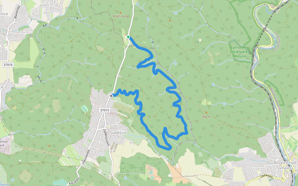 Morávkova stezka walking route map in Bílovice nad Svitavou